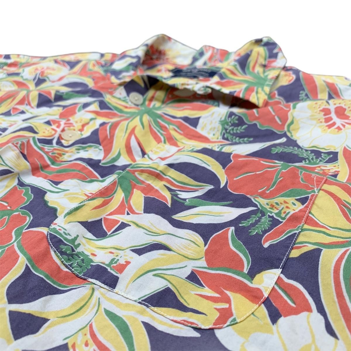 90s～00s POLO SPORT Cotton Aloha Shirt 紺黄 XL ポロスポーツ