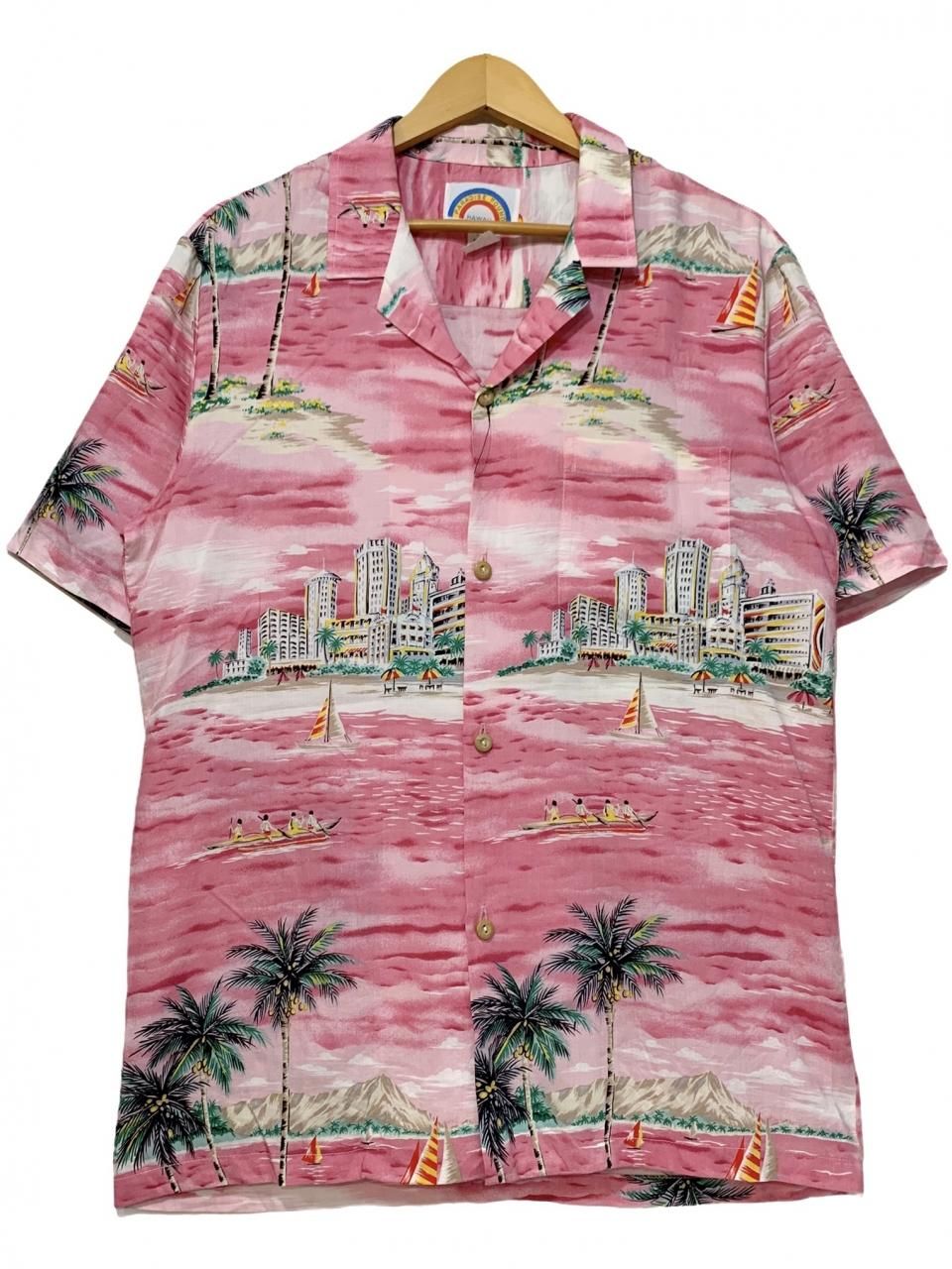 Usa製 Paradise Found Rayon Aloha Shirt ピンク M パラダイスファウンド アロハシャツ ハワイアンシャツ 開襟シャツ レーヨン 総柄 ハワイ製 Newjoke Online Store