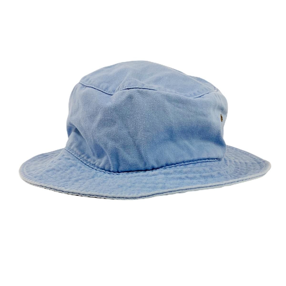 90s OLD STUSSY Stock Logo Cotton Bucket Hat 水色 L/XL 紺タグ 