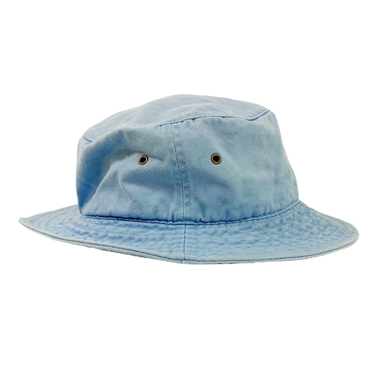 90s OLD STUSSY Stock Logo Cotton Bucket Hat 水色 L/XL 紺タグ