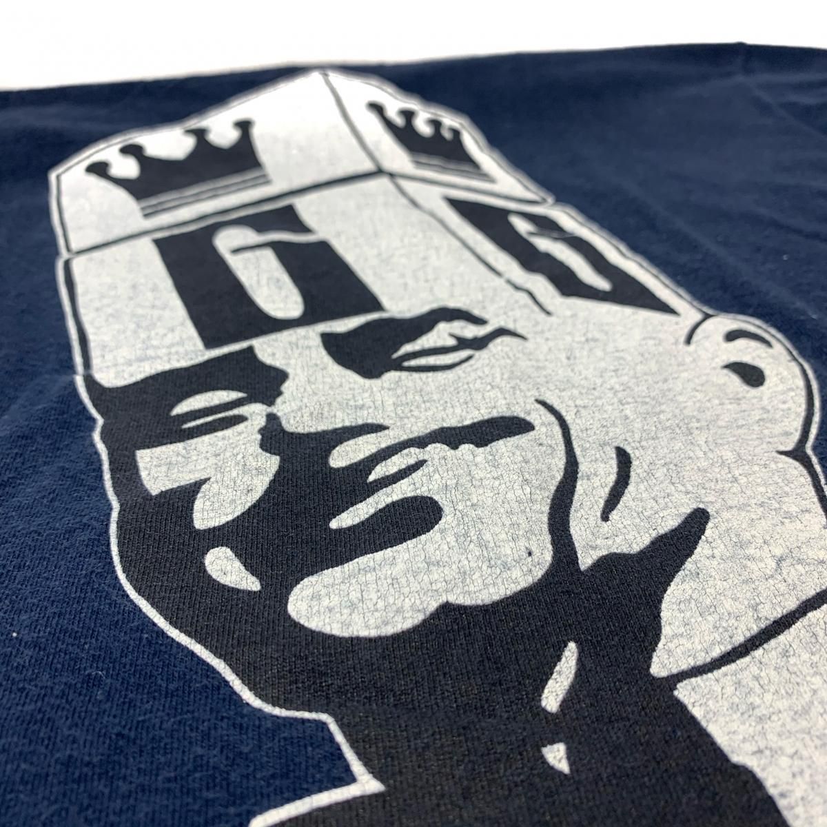 USA製 90s GOUGE Print S/S Tee 紺 L グウジ グージ 半袖 T USA製 90s GOUGE Print S/S Tee 紺 L グウジ グージ 半袖 T