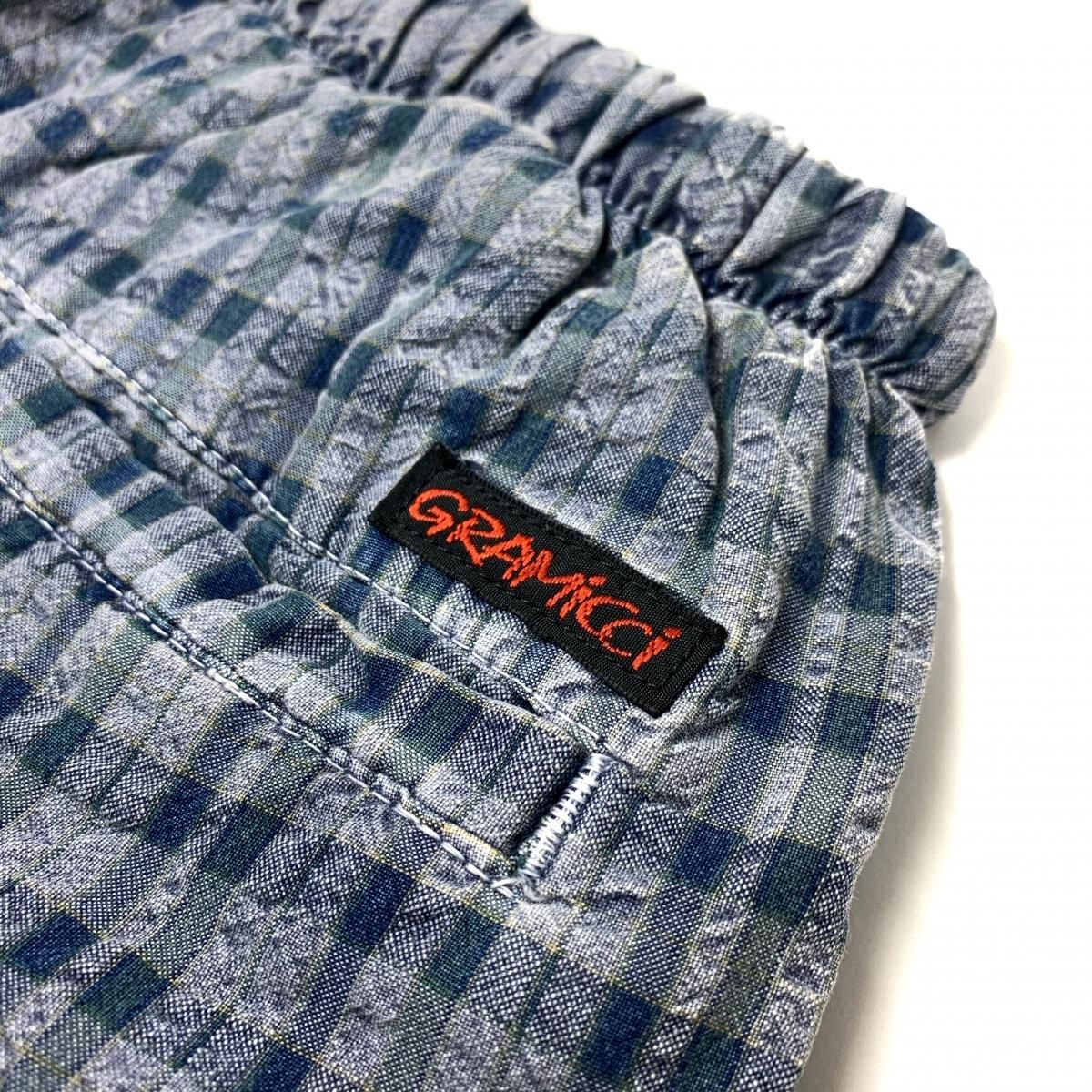 USA製 90s GRAMICCI Check Seersucker Climbing Shorts 青灰 S