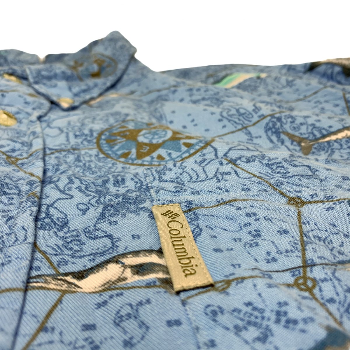 05年製 Columbia PFG Viscose Cotton BD S/S Shirt 水色 M 00s