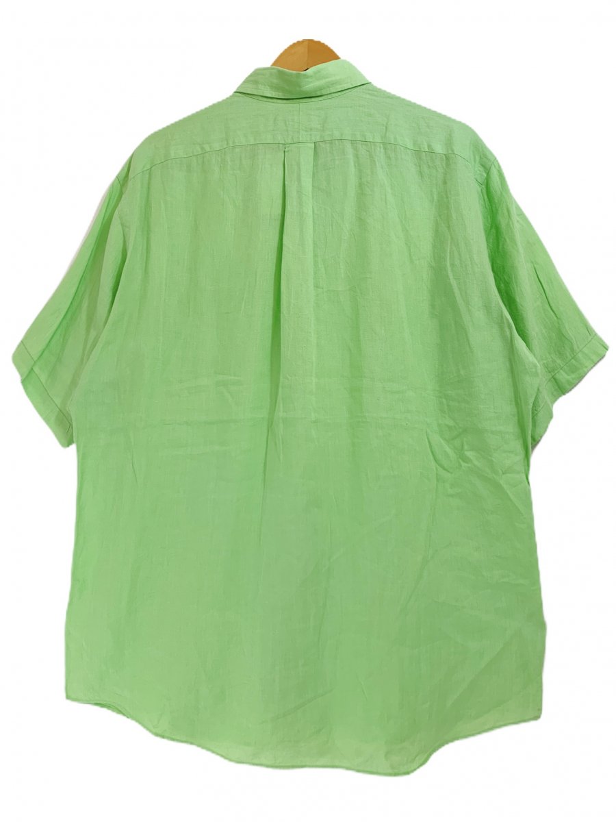 90s Polo Ralph Lauren Linen BD S/S Shirt 黄緑 L ポロラルフ 