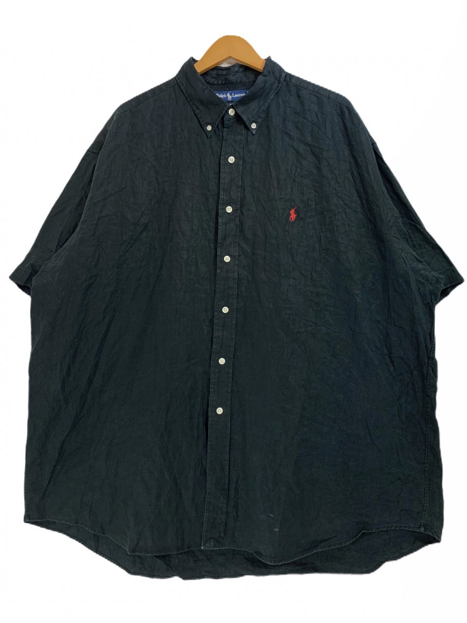 ラルフローレンBD半袖シャツ黒メンズXXLサイズコットン100％90‘ｓ