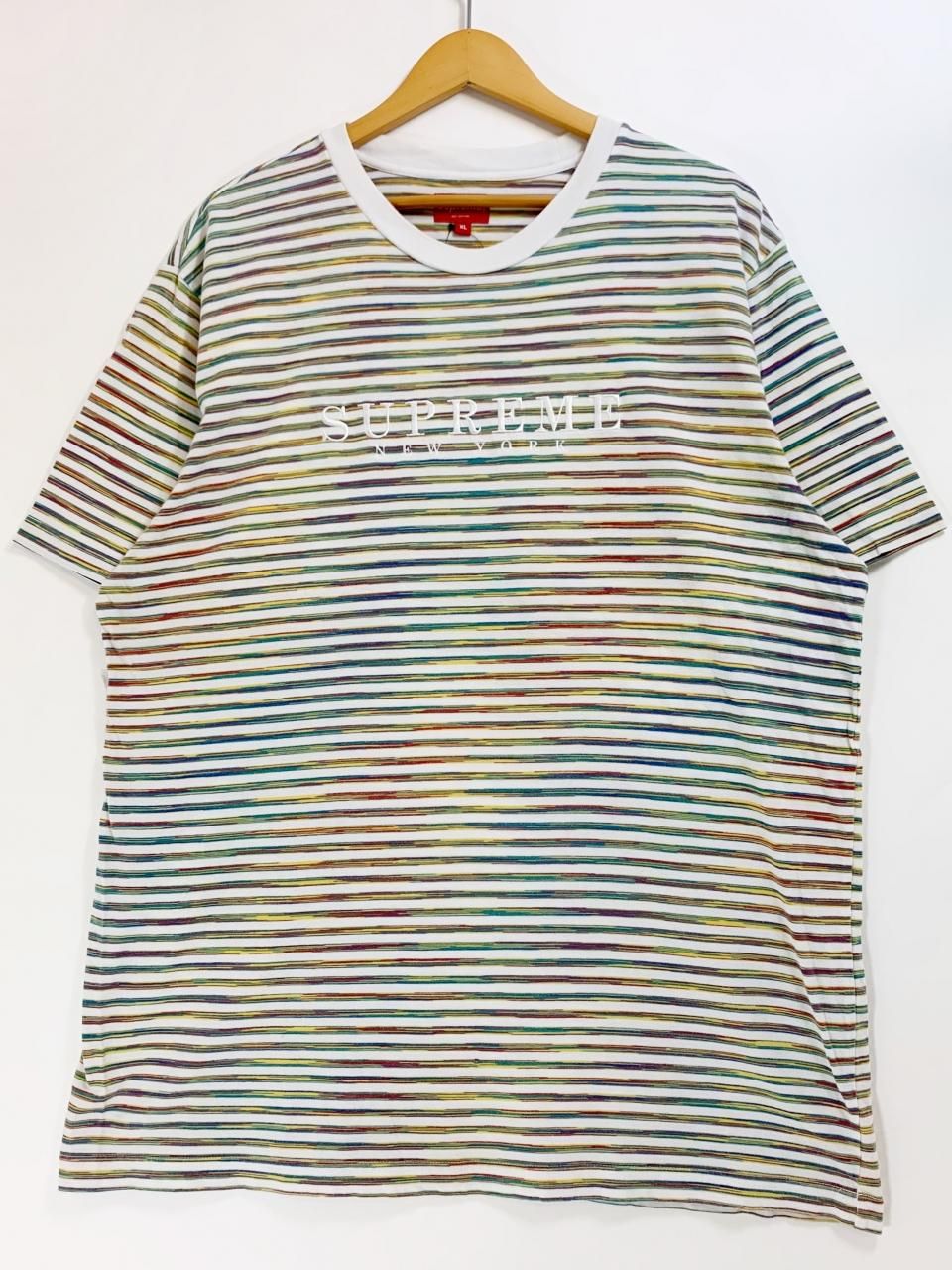 18SS SUPREME Static Stripe Top マルチ XL シュプリーム 半袖 Tシャツ スタティック ストライプ トップ ボーダー  ロゴ 刺繍 - NEWJOKE ONLINE STORE