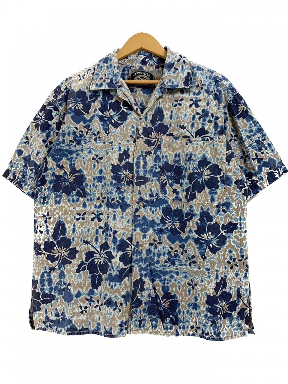 USA製 90s GRAMICCI Cotton Aloha Shirt 青 S グラミチ アロハシャツ 
