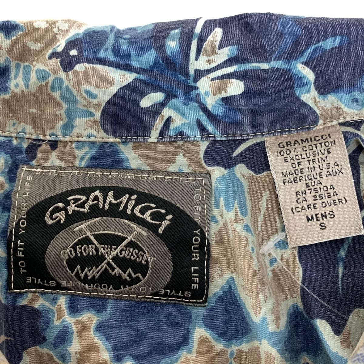 USA製 90s GRAMICCI Cotton Aloha Shirt 青 S グラミチ アロハ