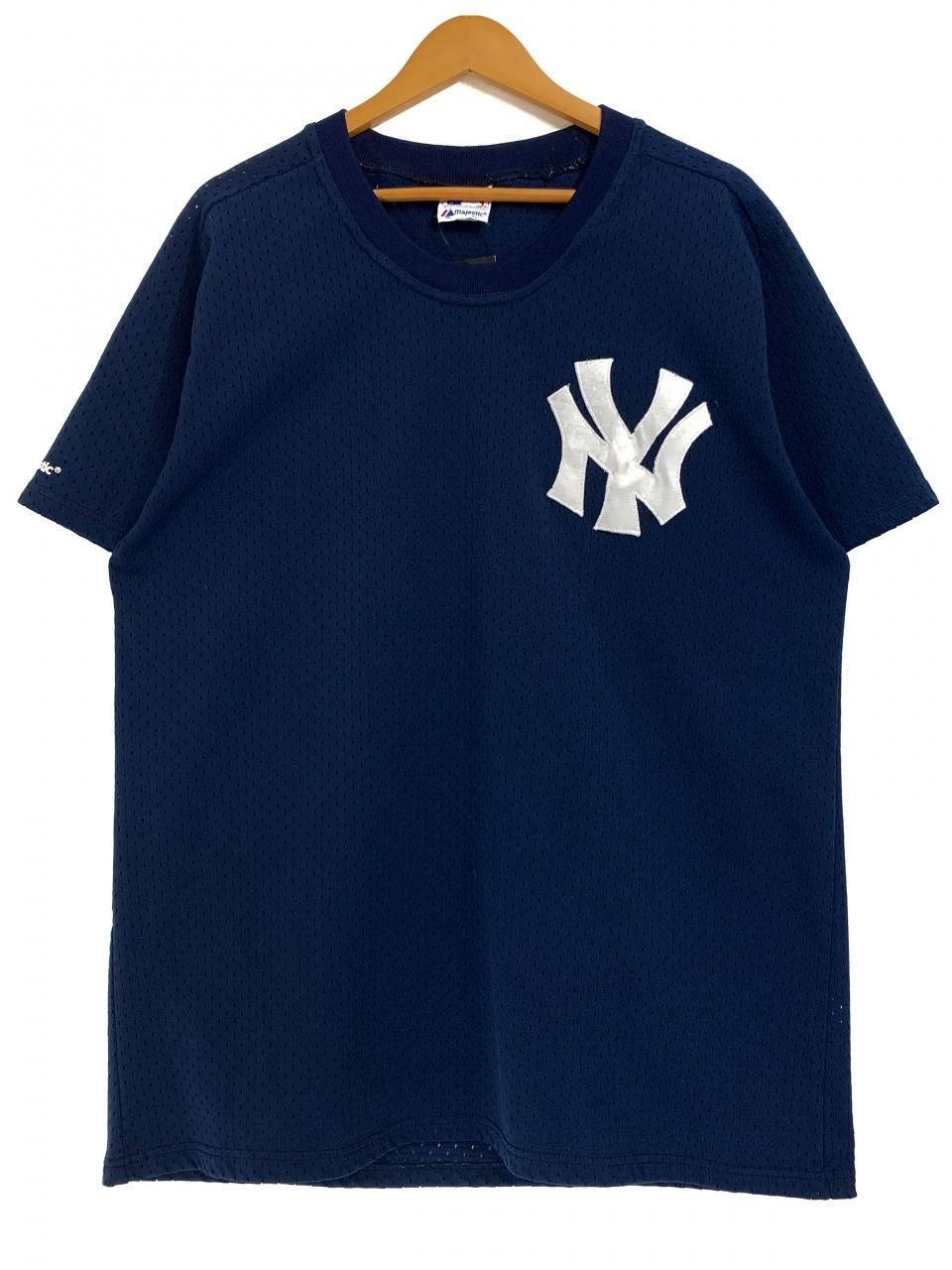 MAJESTIC×YANKEES USA製ベースボールシャツ-Navy/L