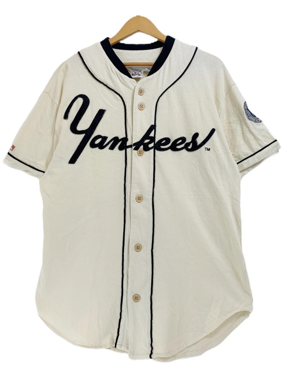 Cooperstown Ny Yankees Baseball Shirt 生成り黒 L クーパーズタウン Mlb ニューヨークヤンキース ベースボールシャツ ユニフォーム カットソー素材 古着 Newjoke Online Store