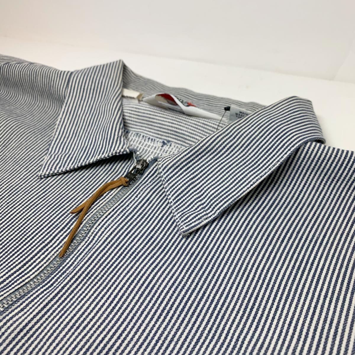 USA製 90s BEN DAVIS Half-Zip L/S Work Shirt 紺白 L ベン USA製 90s BEN DAVIS Half-Zip L/S Work Shirt 紺白 L ベン