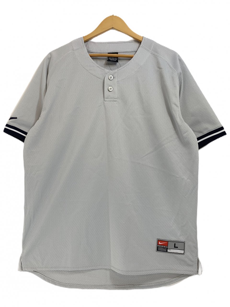 01年製 NIKE Pullover Baseball Shirt 灰 L 00s ナイキ ベースボール 