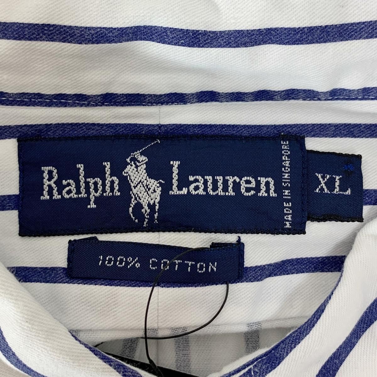 90s Polo Ralph Lauren Cotton Stripe BD L/S Shirt 白紺 XL 90s Polo Ralph Lauren Cotton Stripe BD L/S Shirt 白紺 XL