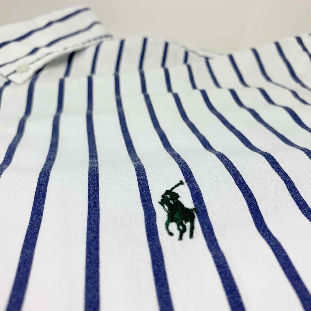 90s Polo Ralph Lauren Cotton Stripe BD L/S Shirt 白紺 XL 90s Polo Ralph Lauren Cotton Stripe BD L/S Shirt 白紺 XL
