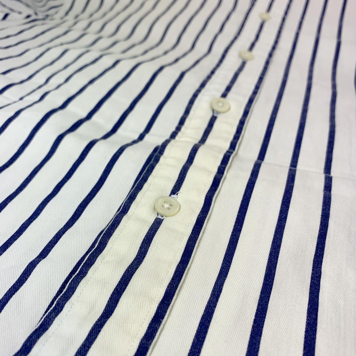90s Polo Ralph Lauren Cotton Stripe BD L/S Shirt 白紺 XL