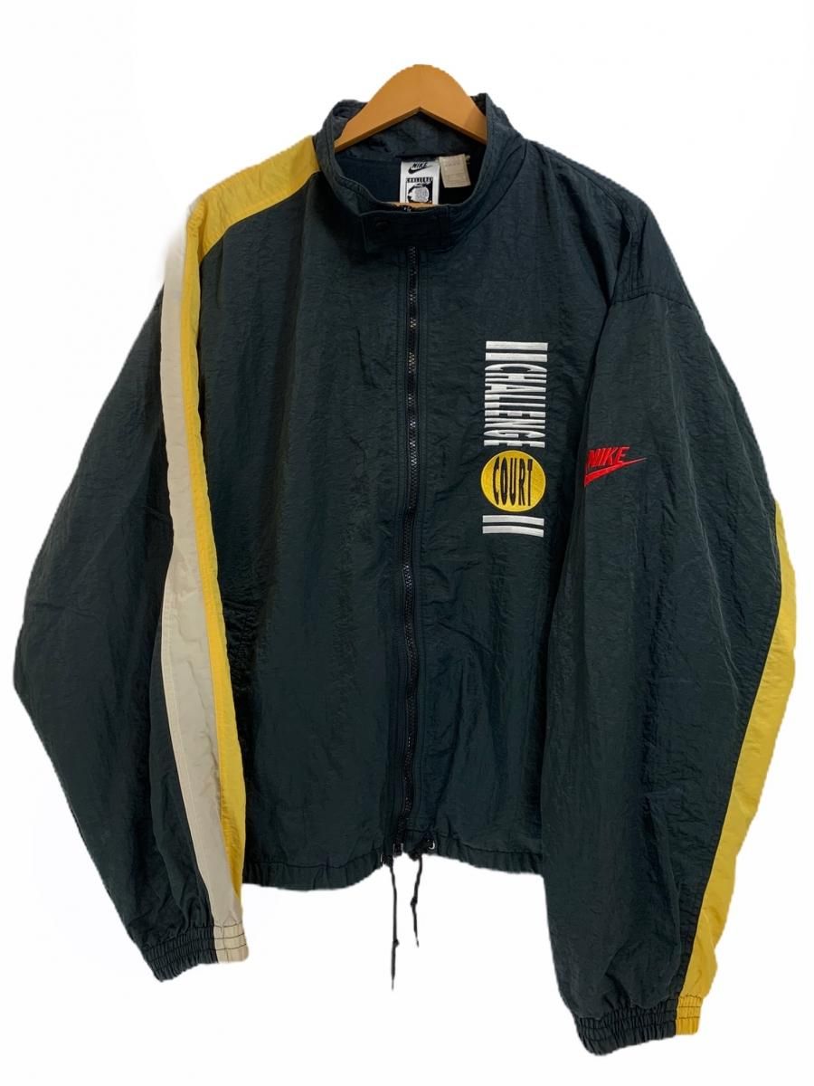 93年製 Nike Challenge Court Logo Nylon Jacket 黒黄 Xl 90s ナイキ チャレンジコート ナイロンジャケット ロゴ 刺繍 ブラック 古着 Newjoke Online Store