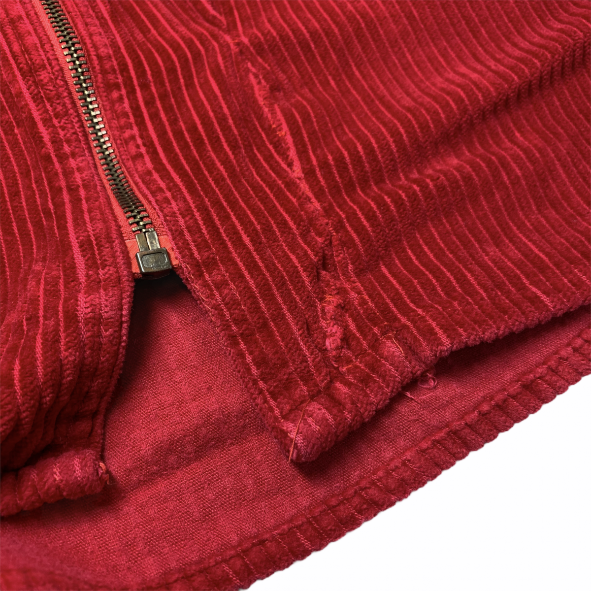 90s ST JOHN'S BAY Wide Corduroy Zip Up Shirt 赤 XL-TALL セント
