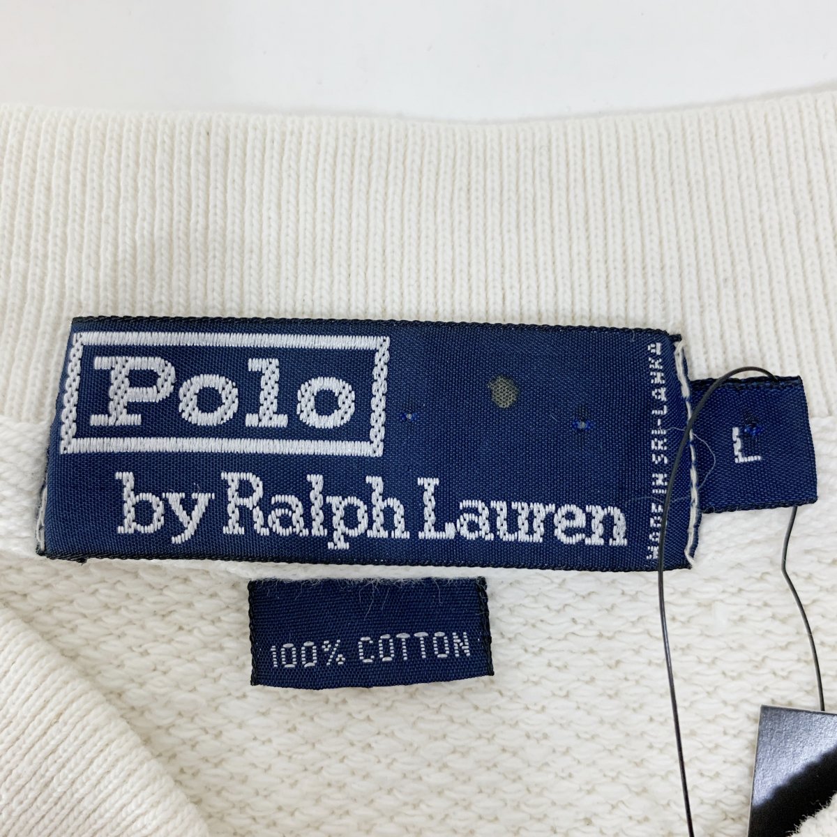 90s Polo Ralph Lauren Lace Up Sweatshirt 生成り L ポロラルフ 