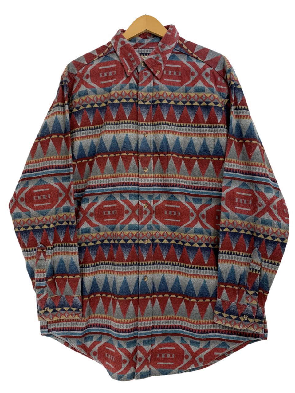 90s L.L.Bean Native Pattern Chamois Cloth BD L/S Shirts マルチ XL
