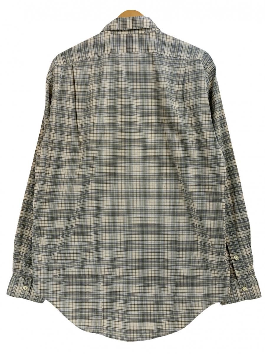 90s RRL Cotton Check L/S Shirt 灰青 M ダブルアールエル 長袖 シャツ