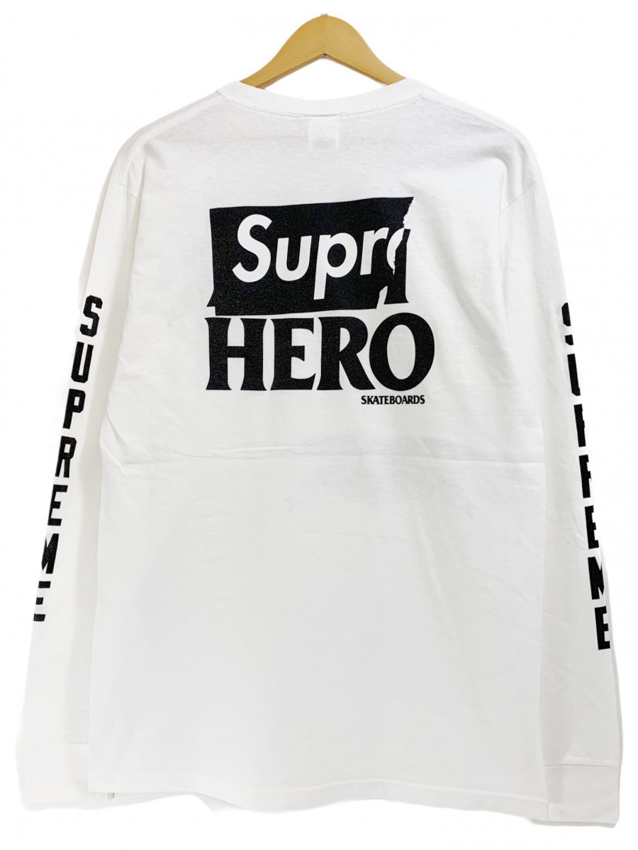 14SS SUPREME × ANTI HERO L/S Logo Tee 白 L シュプリーム アンタイ
