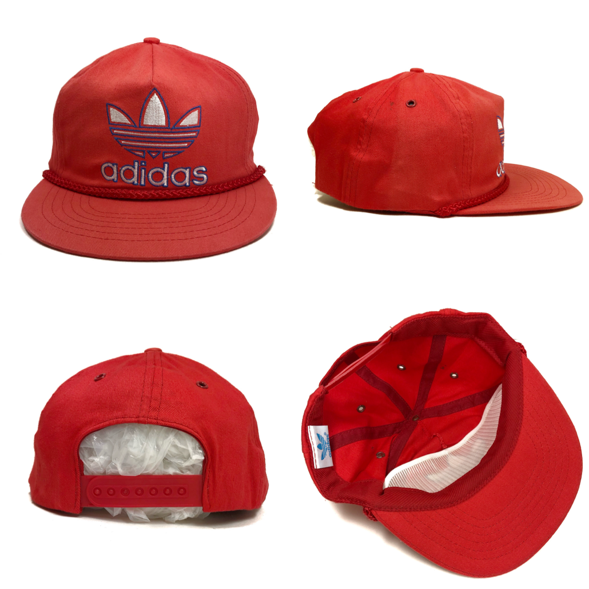 80~90s adidas Logo 5 Panel Cap 赤 アディダス トレフォイル ロゴ 5