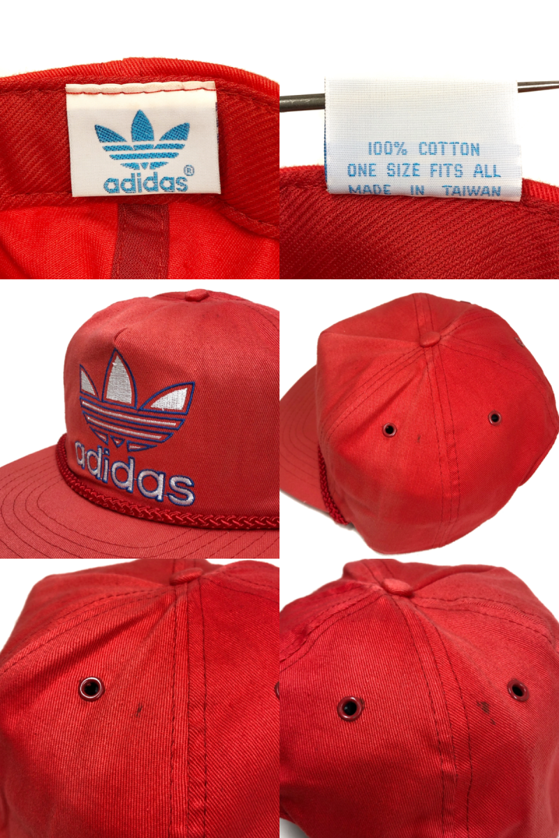 80~90s adidas Logo 5 Panel Cap 赤 アディダス トレフォイル ロゴ 5 