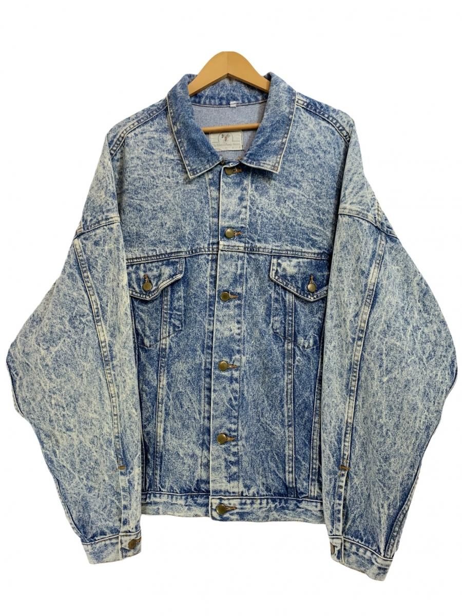 90s DISNEY Chemical Wash Denim Jacket 薄青 XL ディズニー ミッキー 