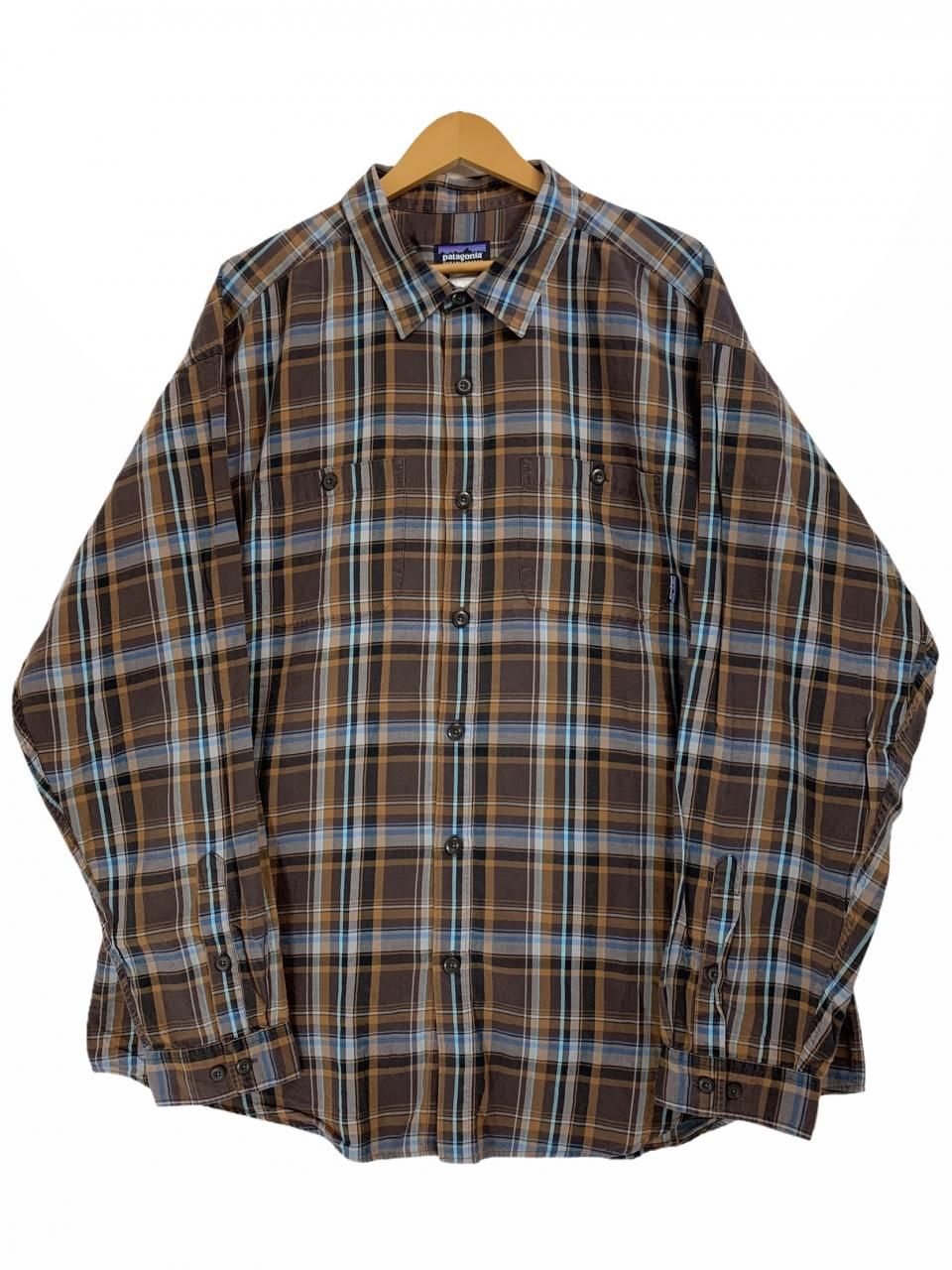 10年製 patagonia L/S Fezzman Shirt 茶 XL パタゴニア 長袖 フェズ