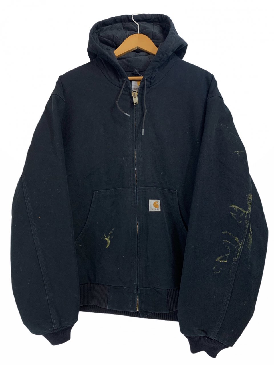 USA製 Carhartt Duck Active Jacket Quilted Flannel Lined 黒 L 