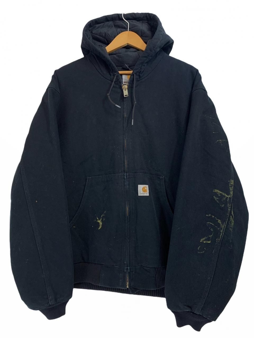 USA製 Carhartt Duck Active Jacket Quilted Flannel Lined 黒 L ...