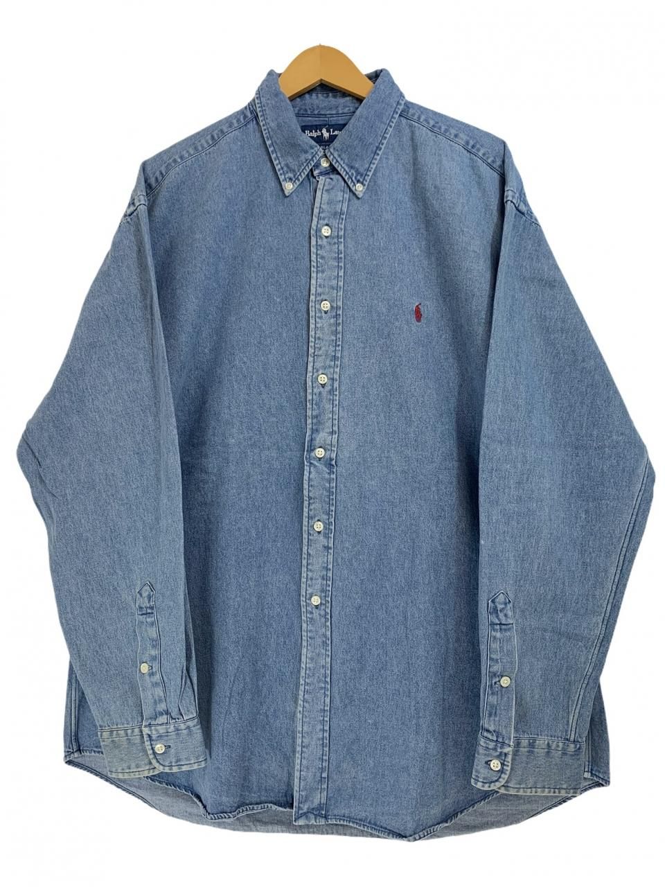 s Polo Ralph Lauren "BLAKE" Denim BD L/S Shirt 青 XL ポロラルフ