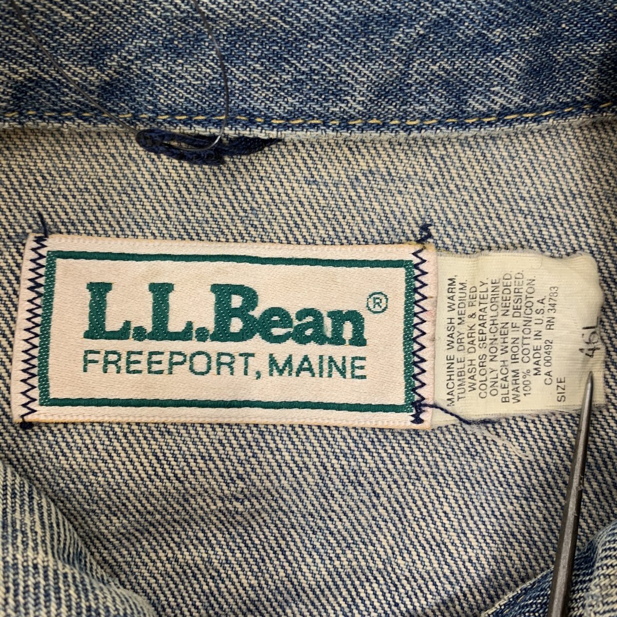 USA製 80s L.L.Bean Denim Jacket 薄青 46-LONG エルエルビーン デニム 
