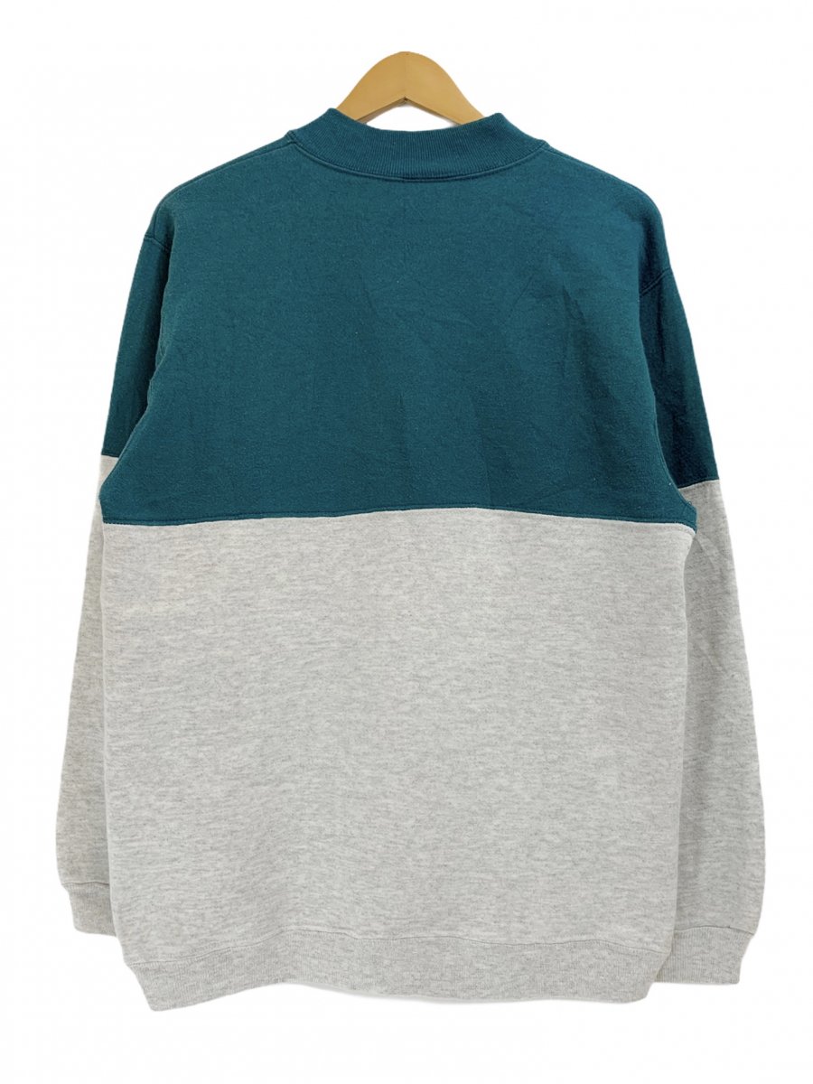 USA製 90s Hanes Mock Neck 2 Tone Sweatshirt 深緑灰 L ヘインズ スウェット モックネック 2トーン切り替え  無地 古着 - NEWJOKE ONLINE STORE