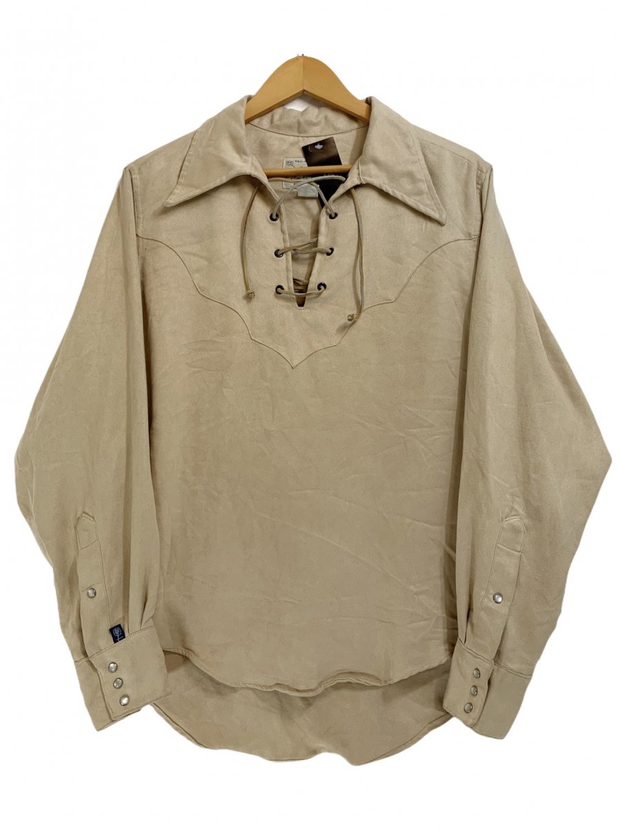 USA製 ROCKMOUNT Lace Up Pullover L/S Western Shirt ベージュ M