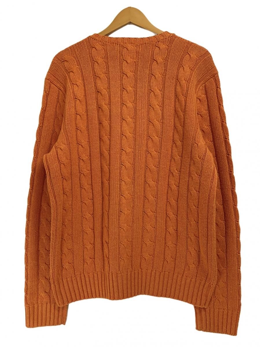 Polo Ralph Lauren Tussah Silk Cable Knit オレンジ L ポロラルフ