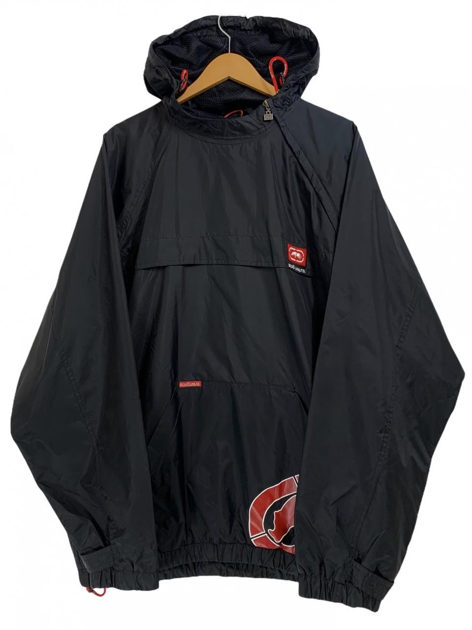 00s ECKO UNLTD Nylon Anorak Parka 黒 XL エコー アノラックパーカー ナイロンジャケット 斜めジップ ブラック  古着 - NEWJOKE ONLINE STORE