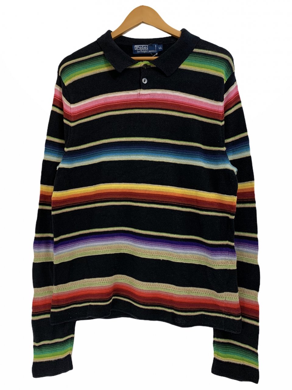 Polo Ralph Lauren Multi Border L/S Knit Polo Shirt マルチ XL ポロ 