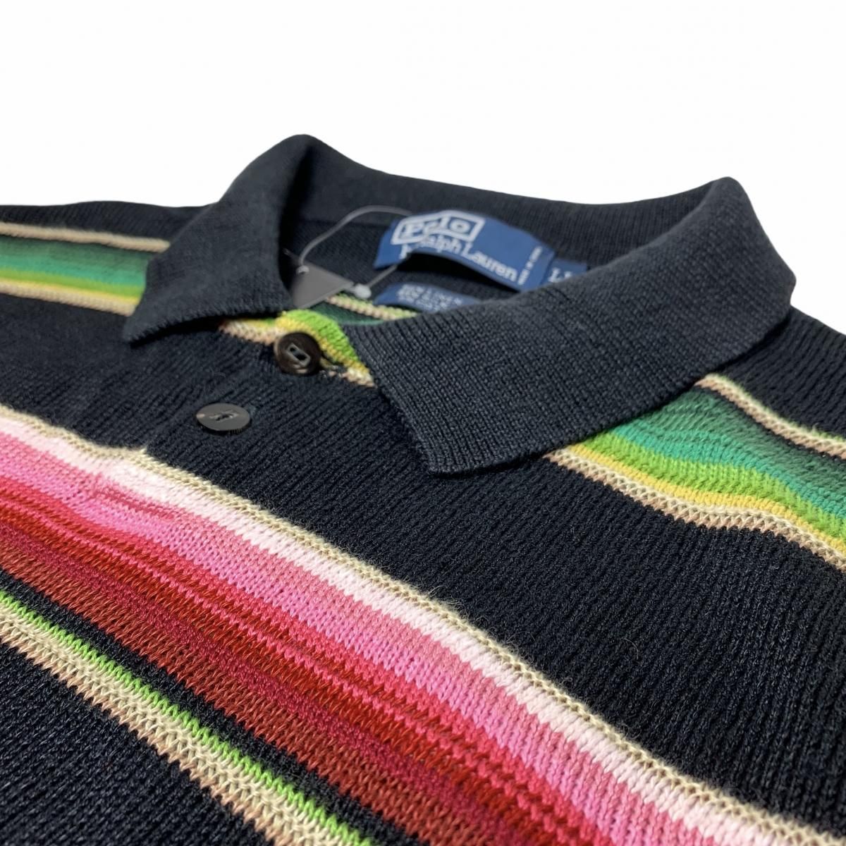 Polo Ralph Lauren Multi Border L/S Knit Polo Shirt マルチ XL ポロ