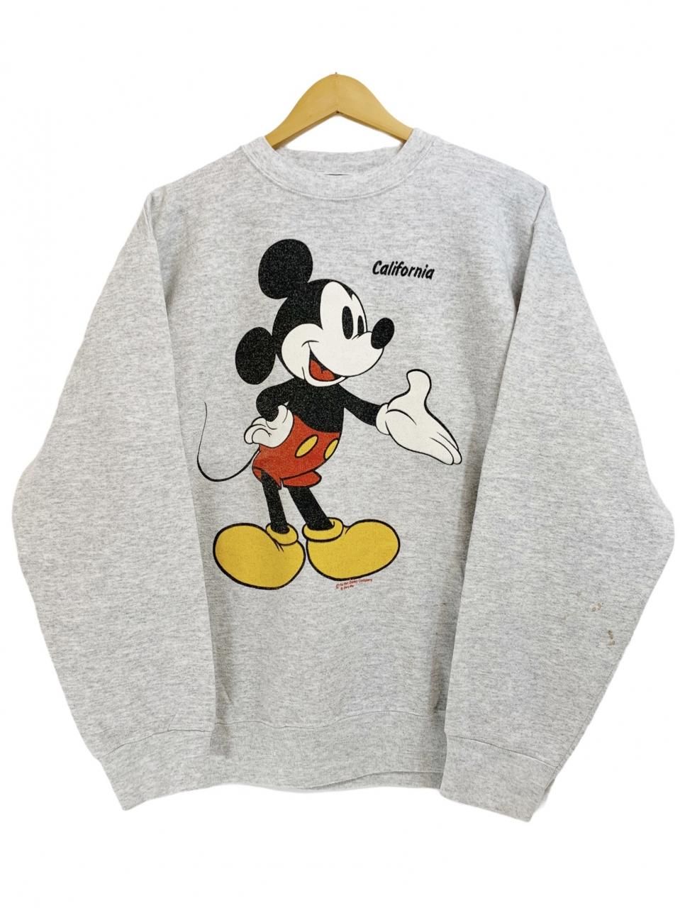 USA製 90s DISNEY "Mickey Mouse" Print Sweatshirt 灰 L ディズニー