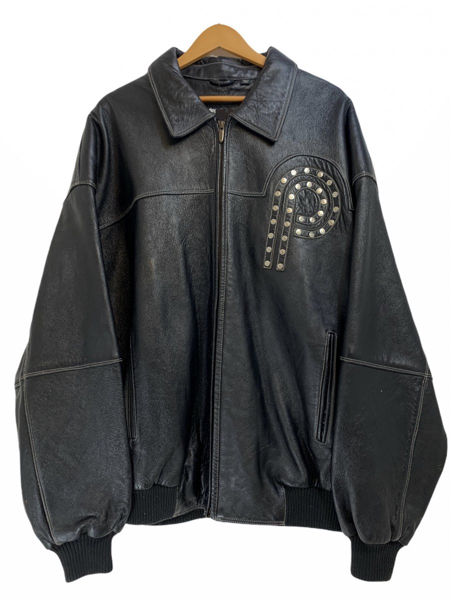 00s PELLE PELLE Studs Logo Zip Up Leather Jacket 黒 46 ...