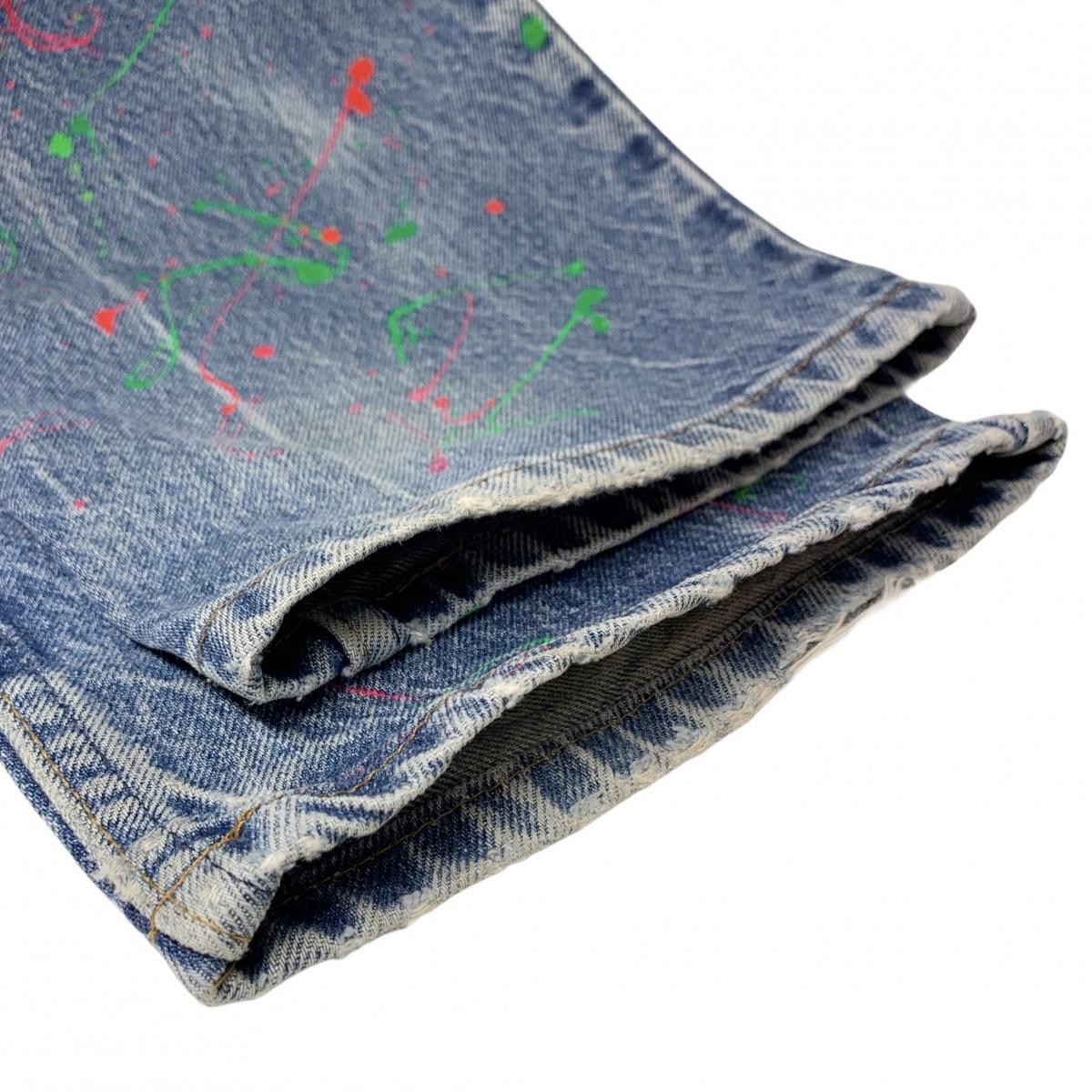 USA製 90s Levi's 505 Painted Denim Pants 薄青 W36×L29 リーバイス