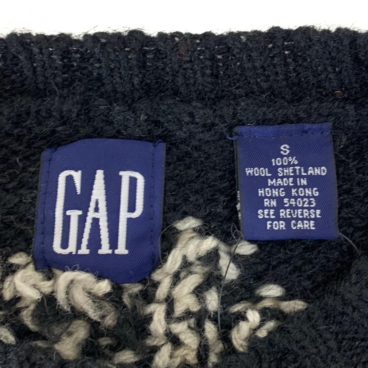 90s OLD GAP Nordic Pattern Wool Knit 黒白 S 紺タグ オールド ...