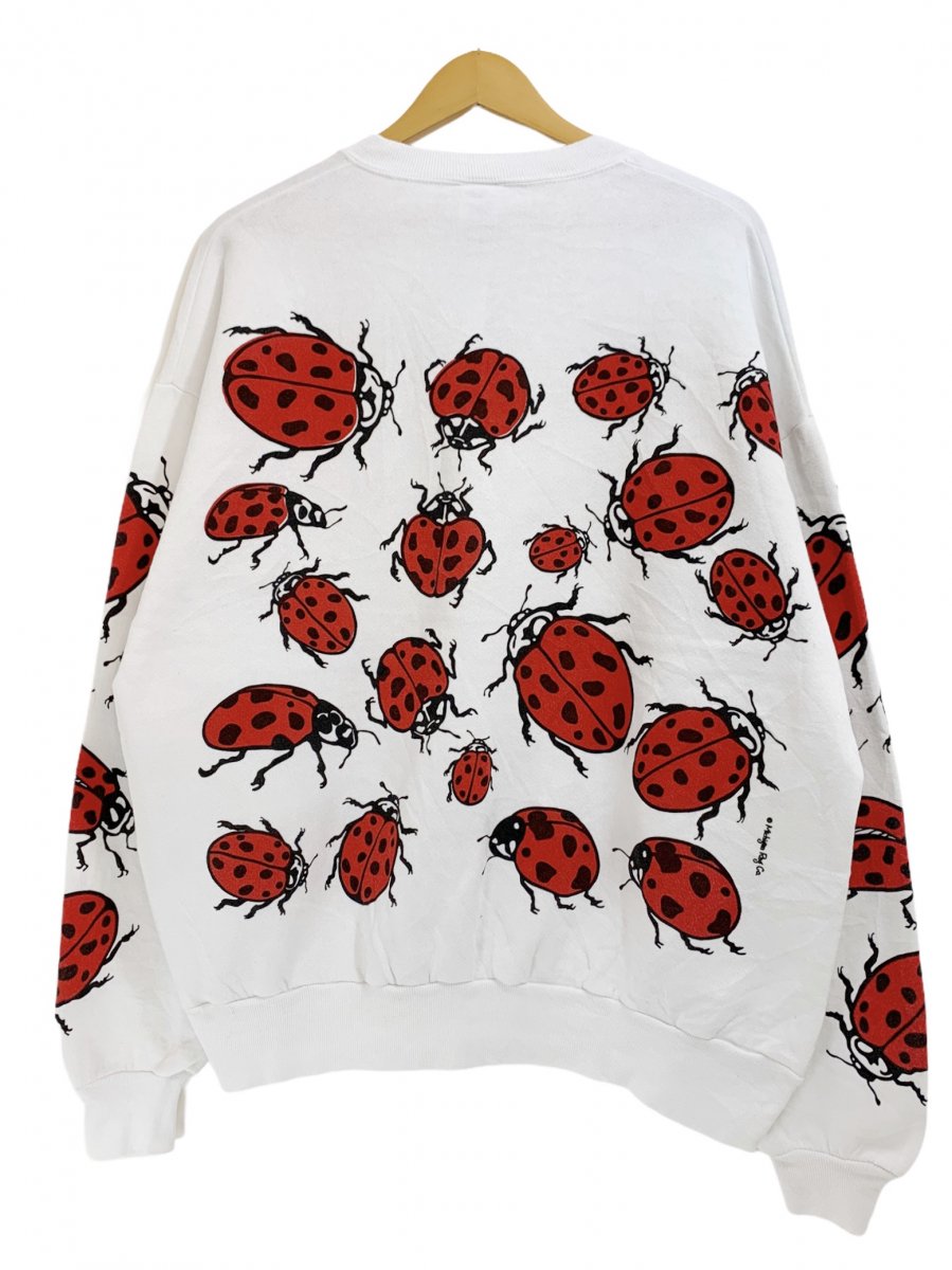 USA製 90s Michigan Rag Ladybug Print Sweatshirt 白 XL ミシガンラグ ...