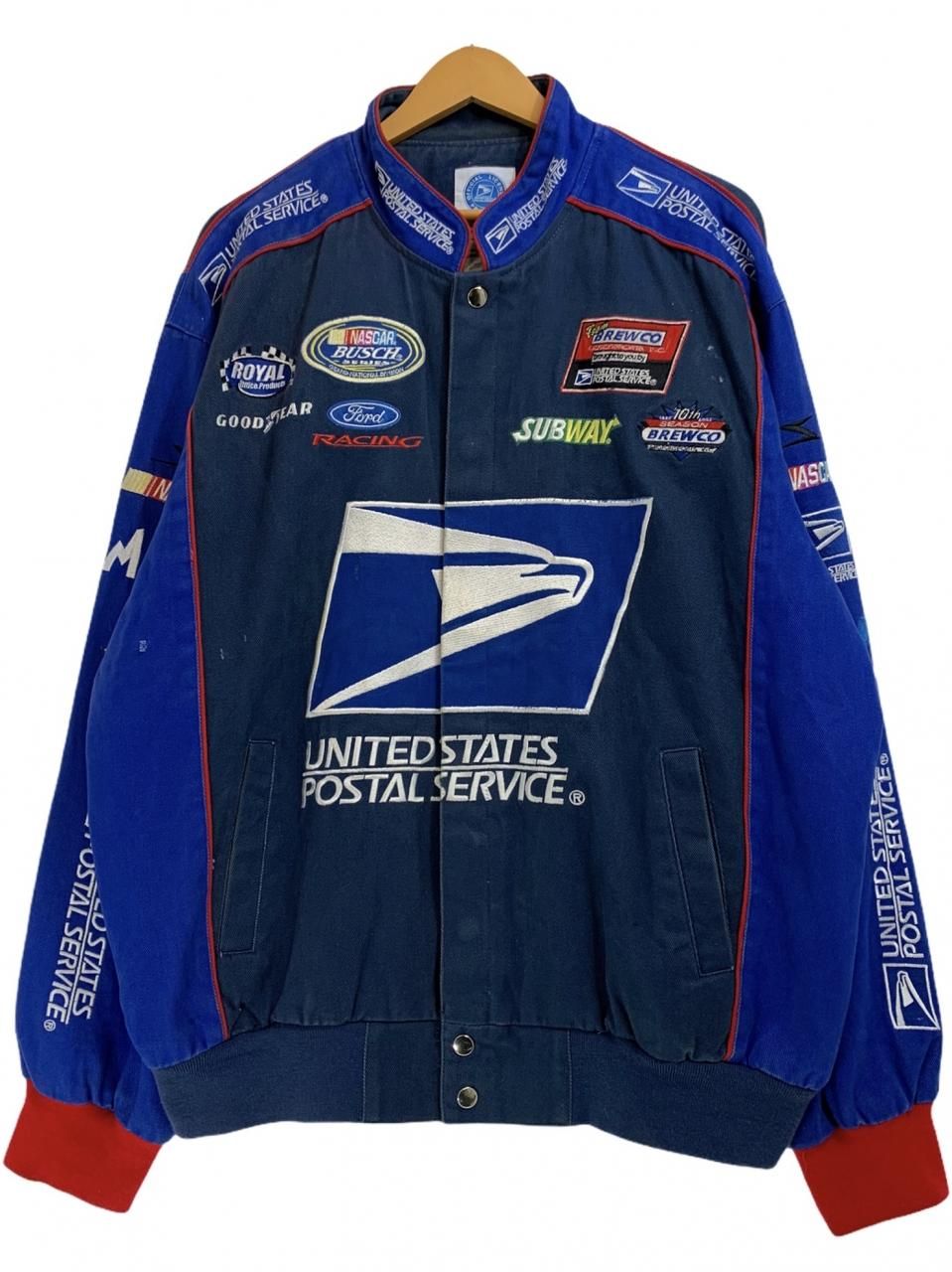 00s USPS Cotton Racing Jacket 紺青 L アメリカ合衆国郵便公社