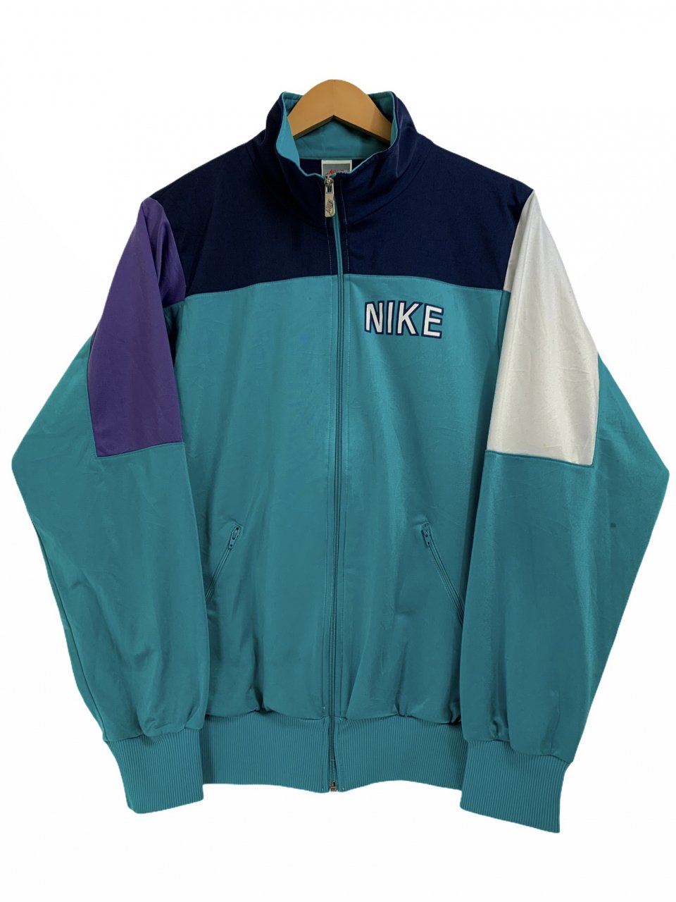 89年製 NIKE Logo Track Jacket エメラルド紺 M 銀タグ 80s～90s ...