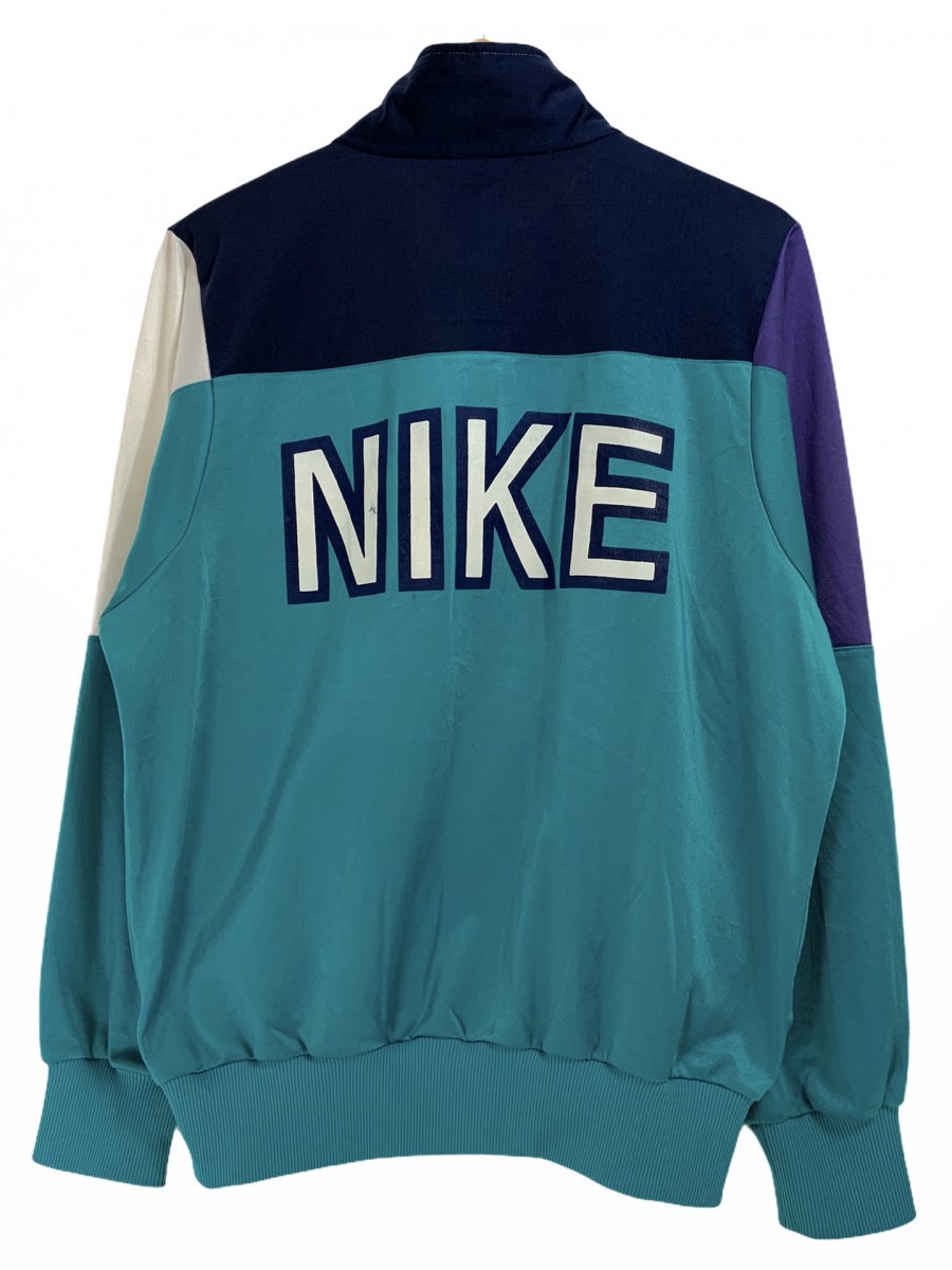 89年製 NIKE Logo Track Jacket エメラルド紺 M 銀タグ 80s～90s