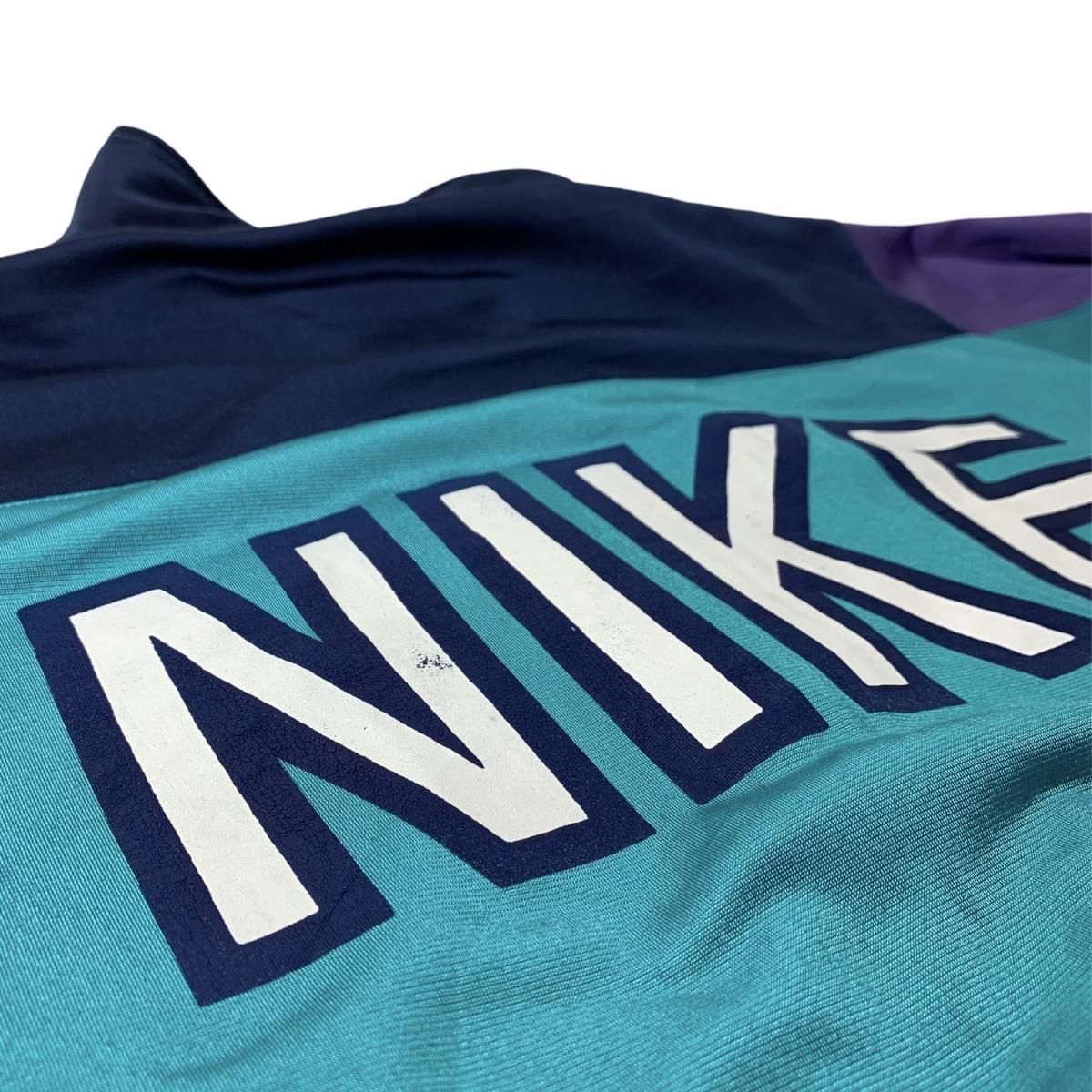 89年製 NIKE Logo Track Jacket エメラルド紺 M 銀タグ 80s～90s