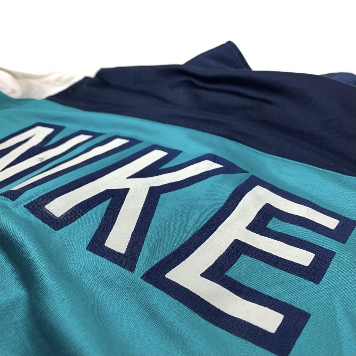 89年製 NIKE Logo Track Jacket エメラルド紺 M 銀タグ 80s~90s 89年製 NIKE Logo Track Jacket エメラルド紺 M 銀タグ 80s~90s
