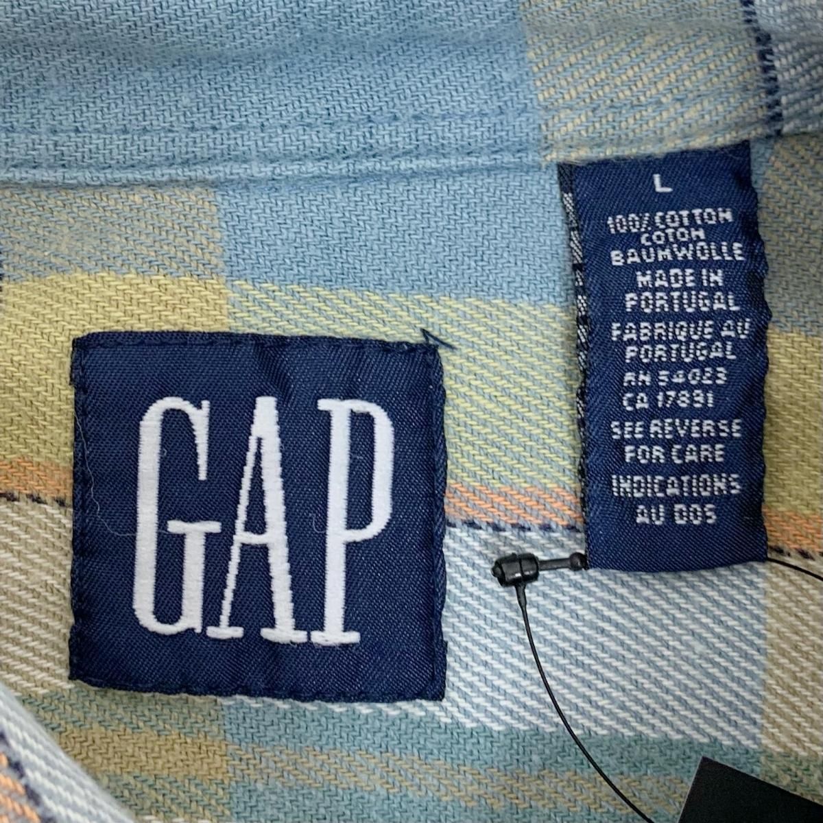 90s OLD GAP Check Flannel L/S Shirt 薄青 L デカタグ オールド 90s OLD GAP Check Flannel L/S Shirt 薄青 L デカタグ オールド